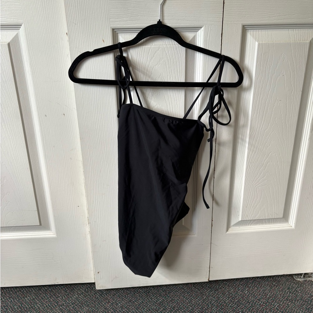 Black cross back one piece swimsuit